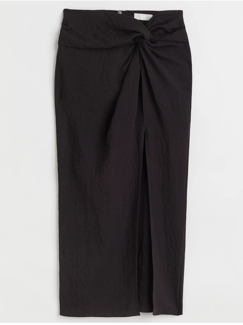 H&M Black Twist-Front linen Midi Skirt - Size 4